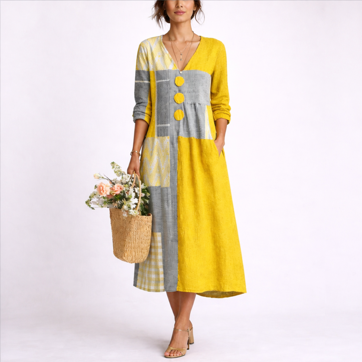 Dress Women Summer Lightweight Wrap Breathable Blend