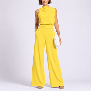 Women’s Jumpsuit with Sleeveless Upper and Wide-Leg Design