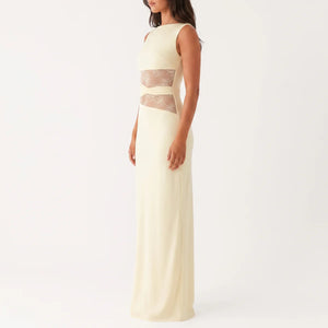 Women's Floral Lace Cut-Out Maxi Dress
