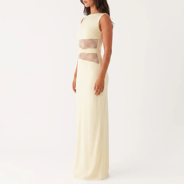 Women's Floral Lace Cut-Out Maxi Dress