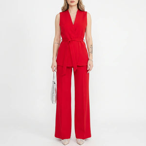 Women's Tailored Two-Piece Suit Set with Belt