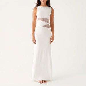 Women's Floral Lace Cut-Out Maxi Dress