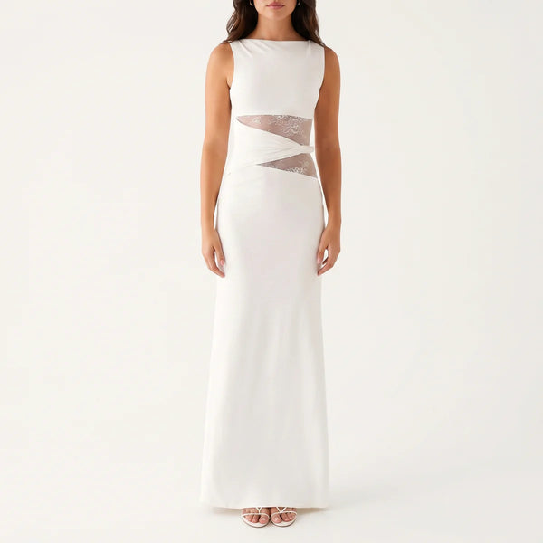 Women's Floral Lace Cut-Out Maxi Dress