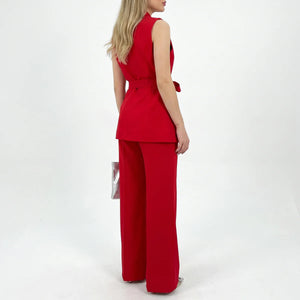 Women's Tailored Two-Piece Suit Set with Belt