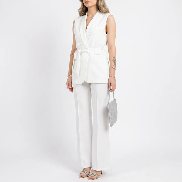 Women's Tailored Two-Piece Suit Set with Belt