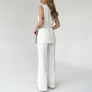 Women's Tailored Two-Piece Suit Set with Belt