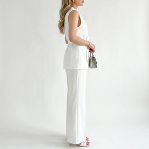 Women's Tailored Two-Piece Suit Set with Belt