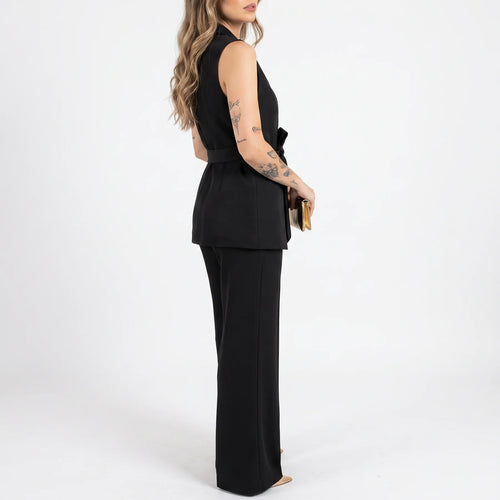 Women's Tailored Two-Piece Suit Set with Belt
