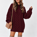 Women's Oversized Cable Knit Sweater with Long Sleeves