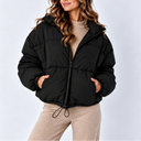 Women's Oversized Puffer Jacket with High Collar and Pockets