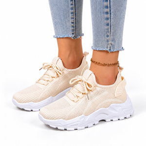 Women's Orthopedic Knit Sneakers with Lace-Up Design