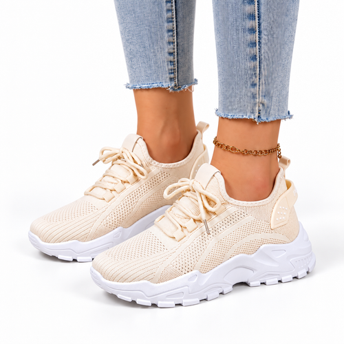 Women's Orthopedic Knit Sneakers with Lace-Up Design