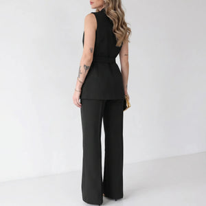 Women's Tailored Two-Piece Suit Set with Belt