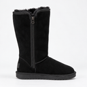 Women's Tall Winter Boots – Faux Fur Lined with Side Zipper and Suede Finish
