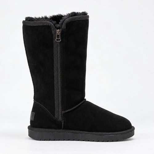 Women's Tall Winter Boots – Faux Fur Lined with Side Zipper and Suede Finish