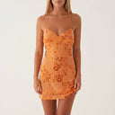 Elegant Floral Embroidered Mini Dress for Women
