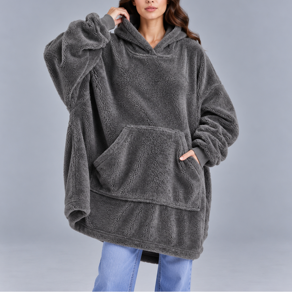 Women's Winter Oversized Fleece Hoodie – Ultra Warm & Cozy Sherpa Blanket Sweatshirt