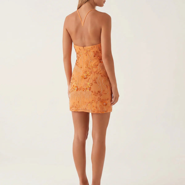 Elegant Floral Embroidered Mini Dress for Women