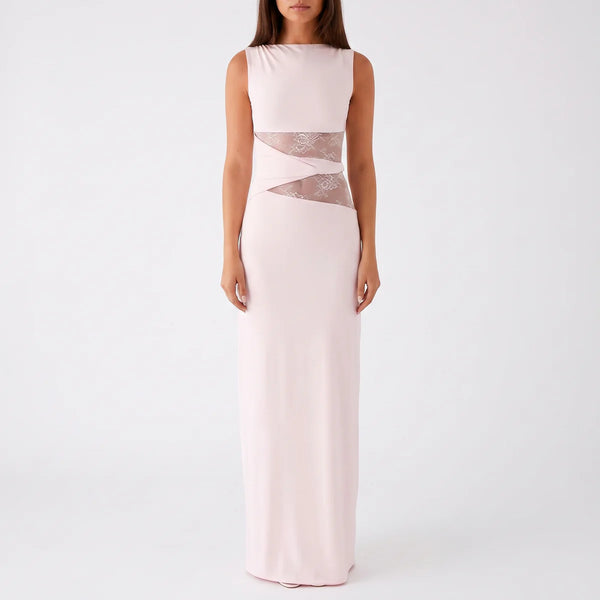 Women's Floral Lace Cut-Out Maxi Dress