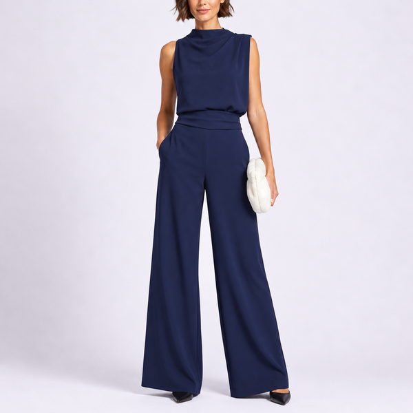 Women’s Jumpsuit with Sleeveless Upper and Wide-Leg Design