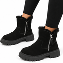 Women's Suede Winter Ankle Boots with Fur Lining & Side Zip