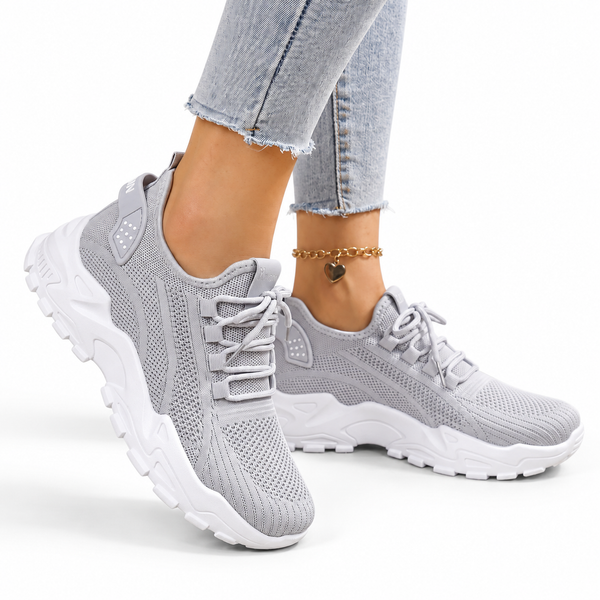Women's Orthopedic Knit Sneakers with Lace-Up Design