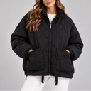 Women's Oversized Quilted Puffer Jacket – High Neck Zip Up Coat