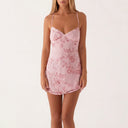 Elegant Floral Embroidered Mini Dress for Women