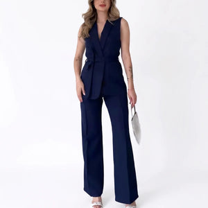 Women's Tailored Two-Piece Suit Set with Belt
