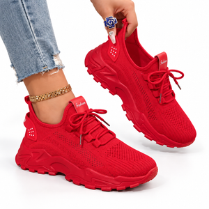 Women's Orthopedic Knit Sneakers with Lace-Up Design