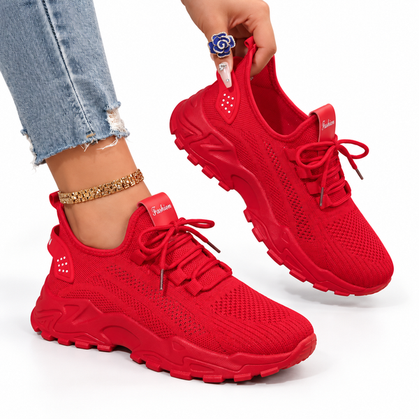 Women's Orthopedic Knit Sneakers with Lace-Up Design