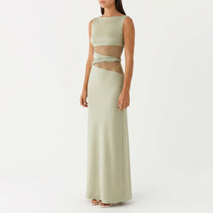 Women's Floral Lace Cut-Out Maxi Dress