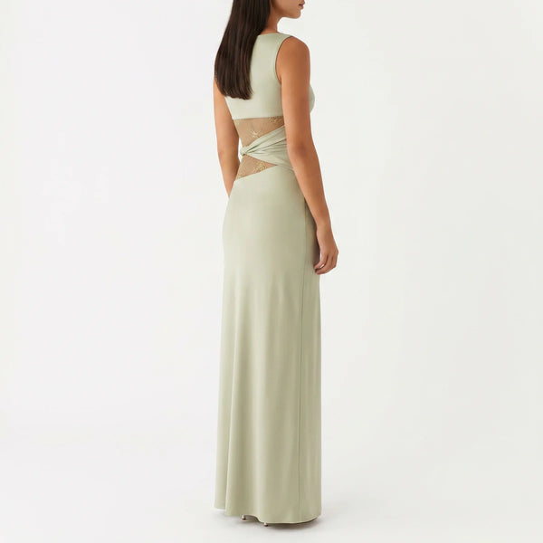 Women's Floral Lace Cut-Out Maxi Dress