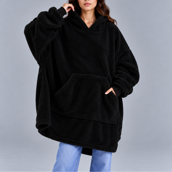 Women's Winter Oversized Fleece Hoodie – Ultra Warm & Cozy Sherpa Blanket Sweatshirt