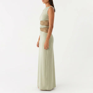 Women's Floral Lace Cut-Out Maxi Dress