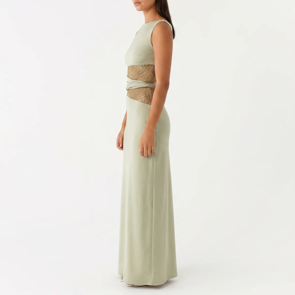 Women's Floral Lace Cut-Out Maxi Dress