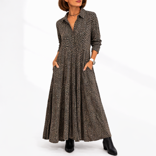 Women’s Elegant Midi Dress – Relaxed Fit with Pockets