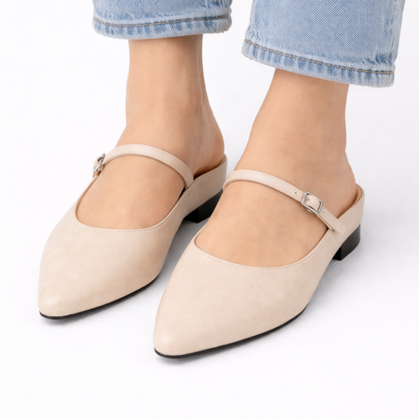 Women’s Pointed Vegan Leather Mule Flats – Elegant Everyday Fit