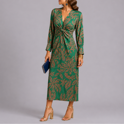 Bohemian Floral Twist Midi Dress