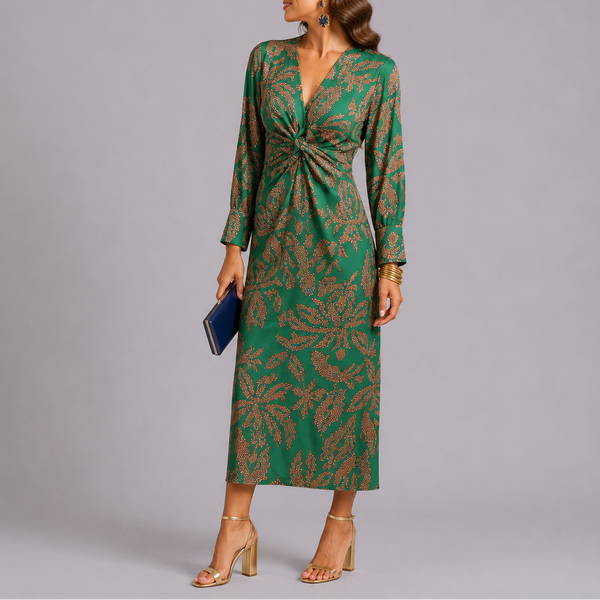 Bohemian Floral Twist Midi Dress