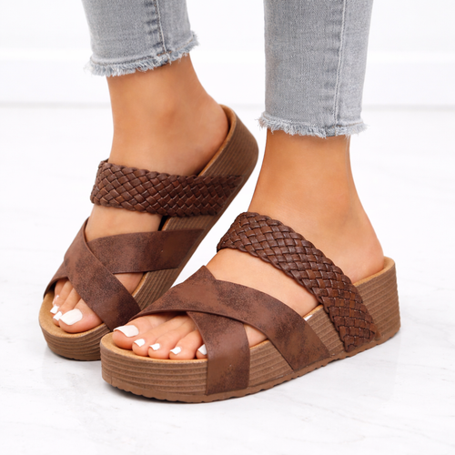 Women’s Orthopedic Sandals – Braided Cross Strap Support