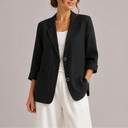 Women's Linen Blazer – Lightweight Elegant Casual Jacket