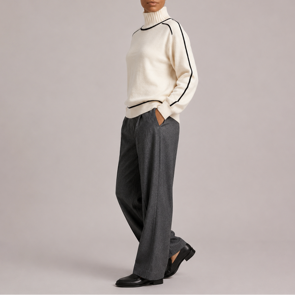 Women’s Turtleneck Sweater – Contrast Trim Knit Jumper