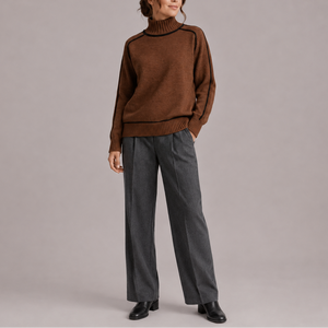 Women’s Turtleneck Sweater – Contrast Trim Knit Jumper