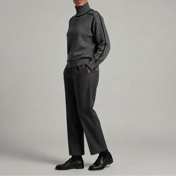 Women’s Turtleneck Sweater – Contrast Trim Knit Jumper