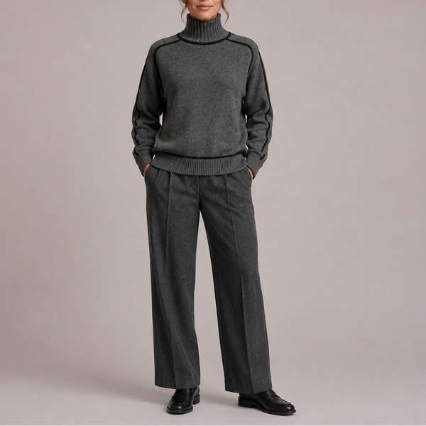 Women’s Turtleneck Sweater – Contrast Trim Knit Jumper