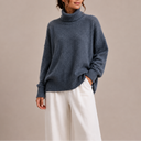 Women’s Oversized Turtleneck Sweater – Relaxed Knit Jumper