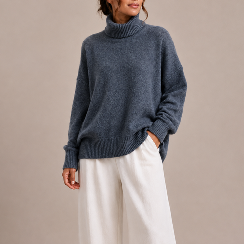 Women’s Oversized Turtleneck Sweater – Relaxed Knit Jumper