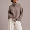 Women’s Oversized Turtleneck Sweater – Relaxed Knit Jumper