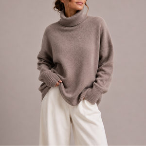 Women’s Oversized Turtleneck Sweater – Relaxed Knit Jumper